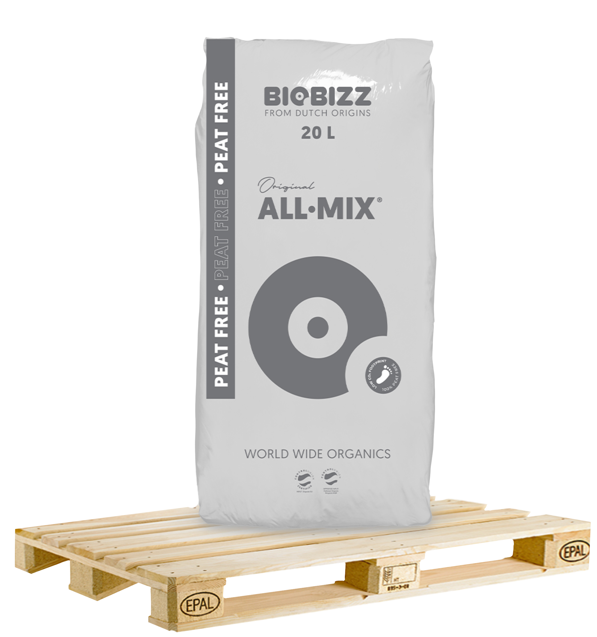Erdsack 20 Liter All Mix Troffrei von BioBizz mit Palette