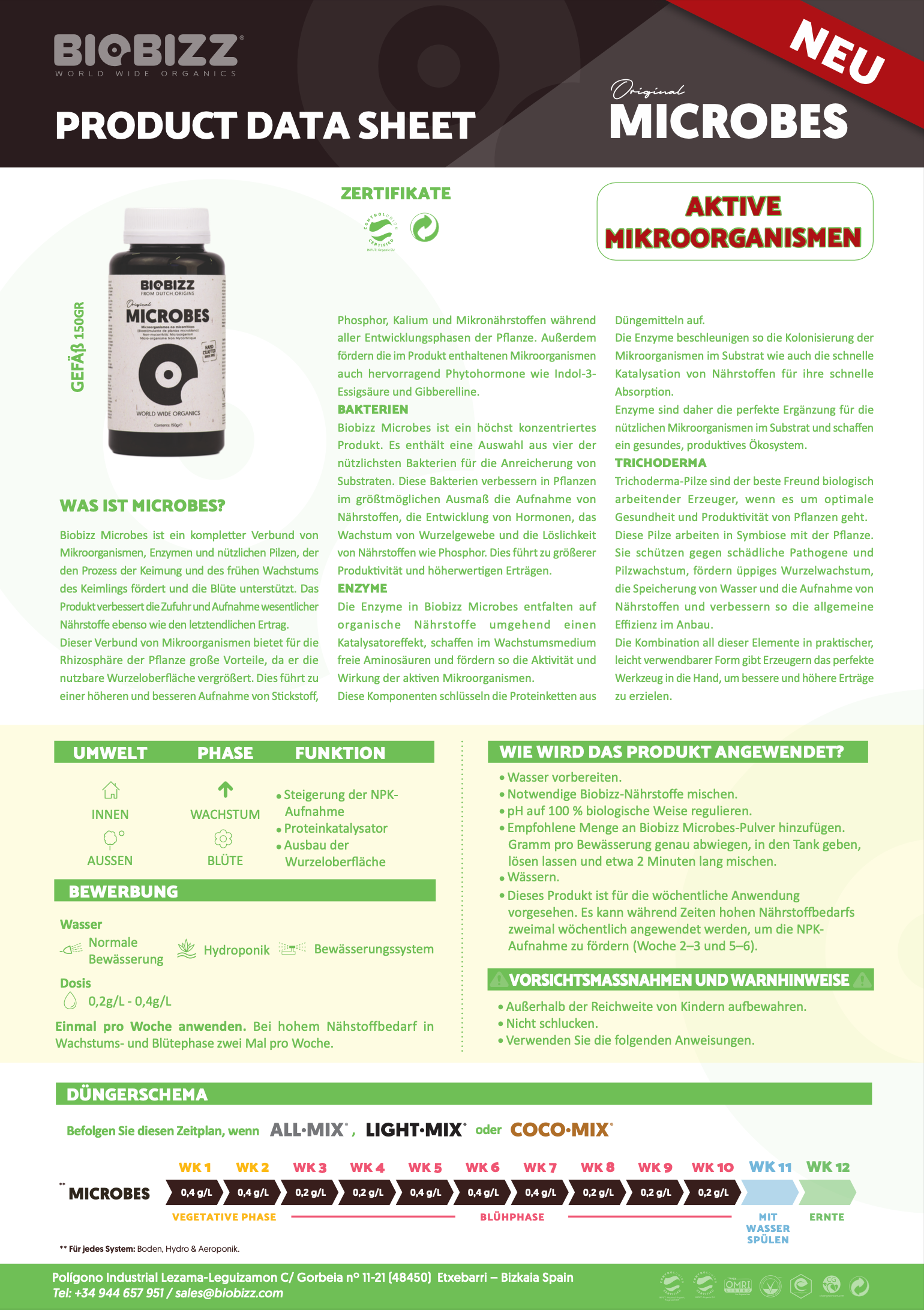 Produktdatenblatt Biobizz Microbes