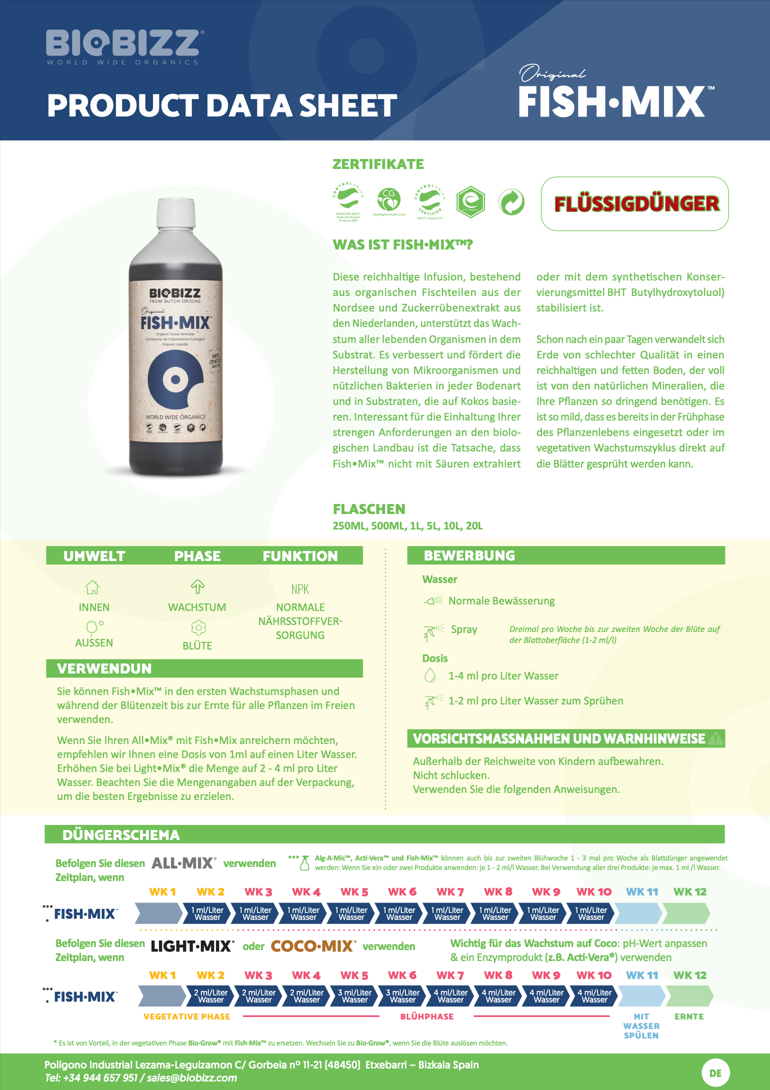 Produktdatenblatt Biobizz Fish Mix