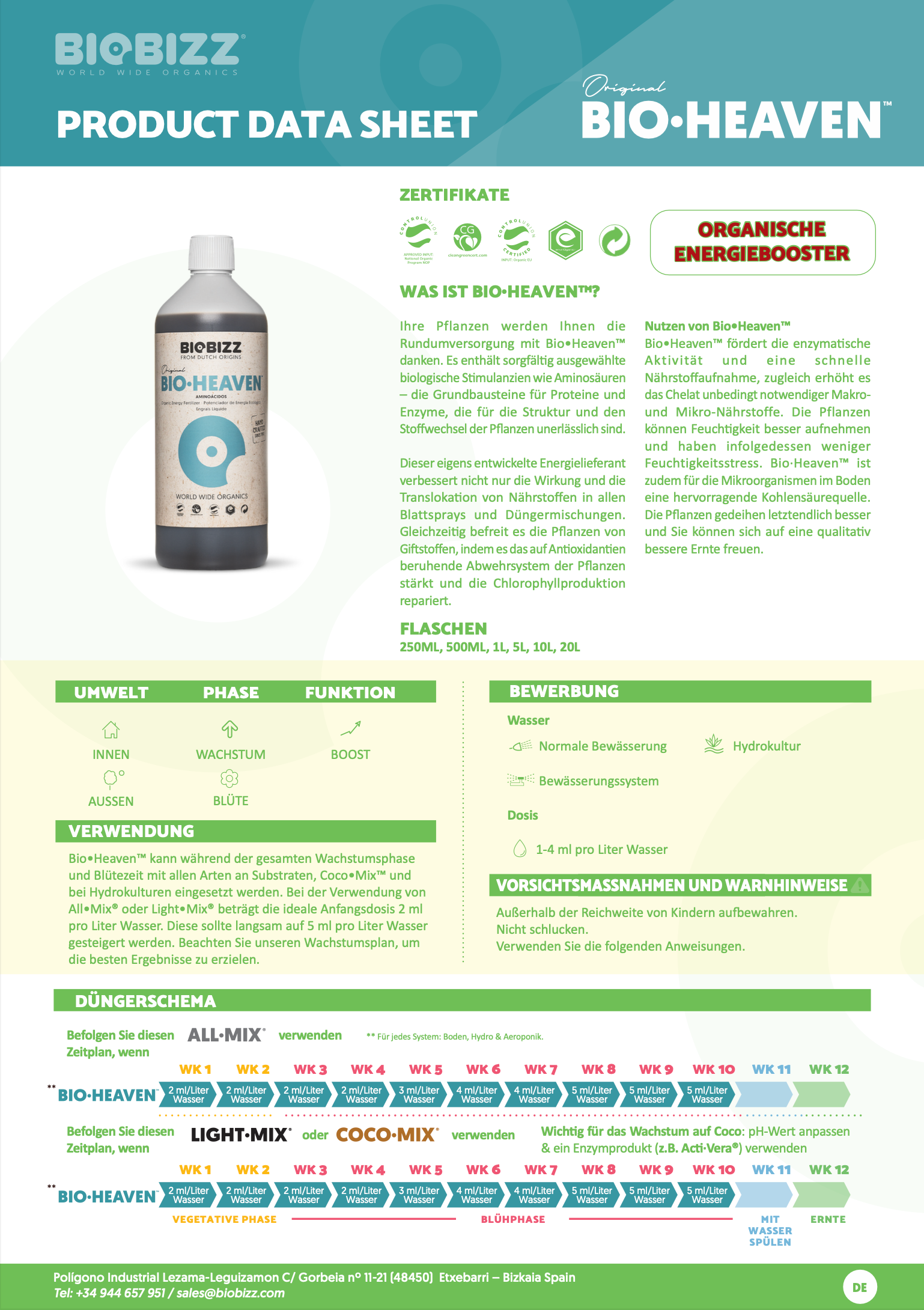 Produktdatenblatt Biobizz Heaven