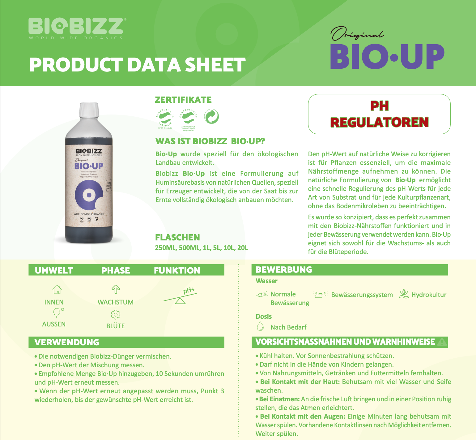 Produktdatenblatt BioBizz Ph Plus