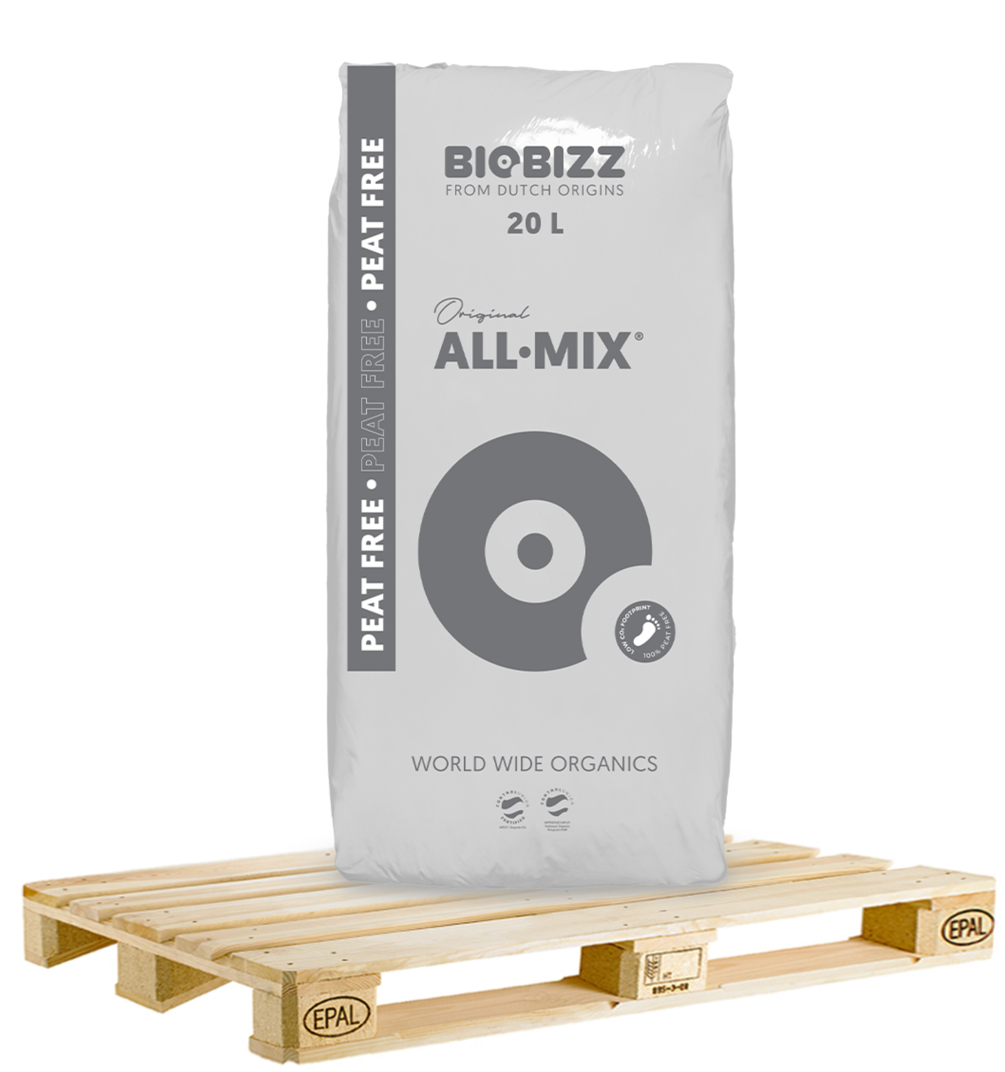 Erdsack 20 Liter All Mix Troffrei von BioBizz mit Palette