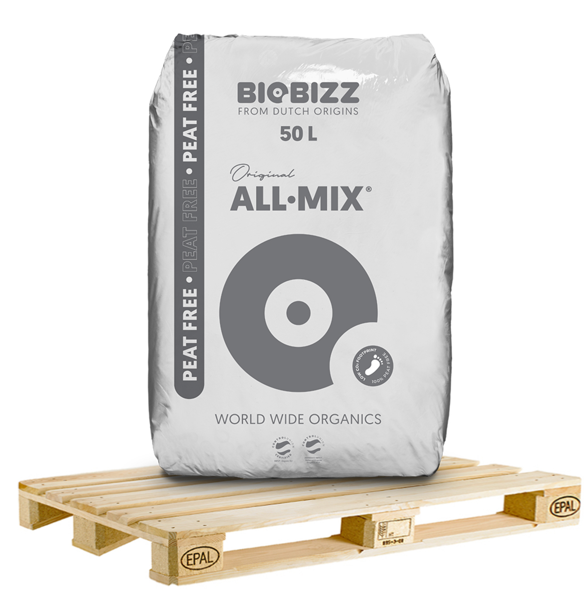 Erdsack 50 Liter All Mix Troffrei von BioBizz mit Palette