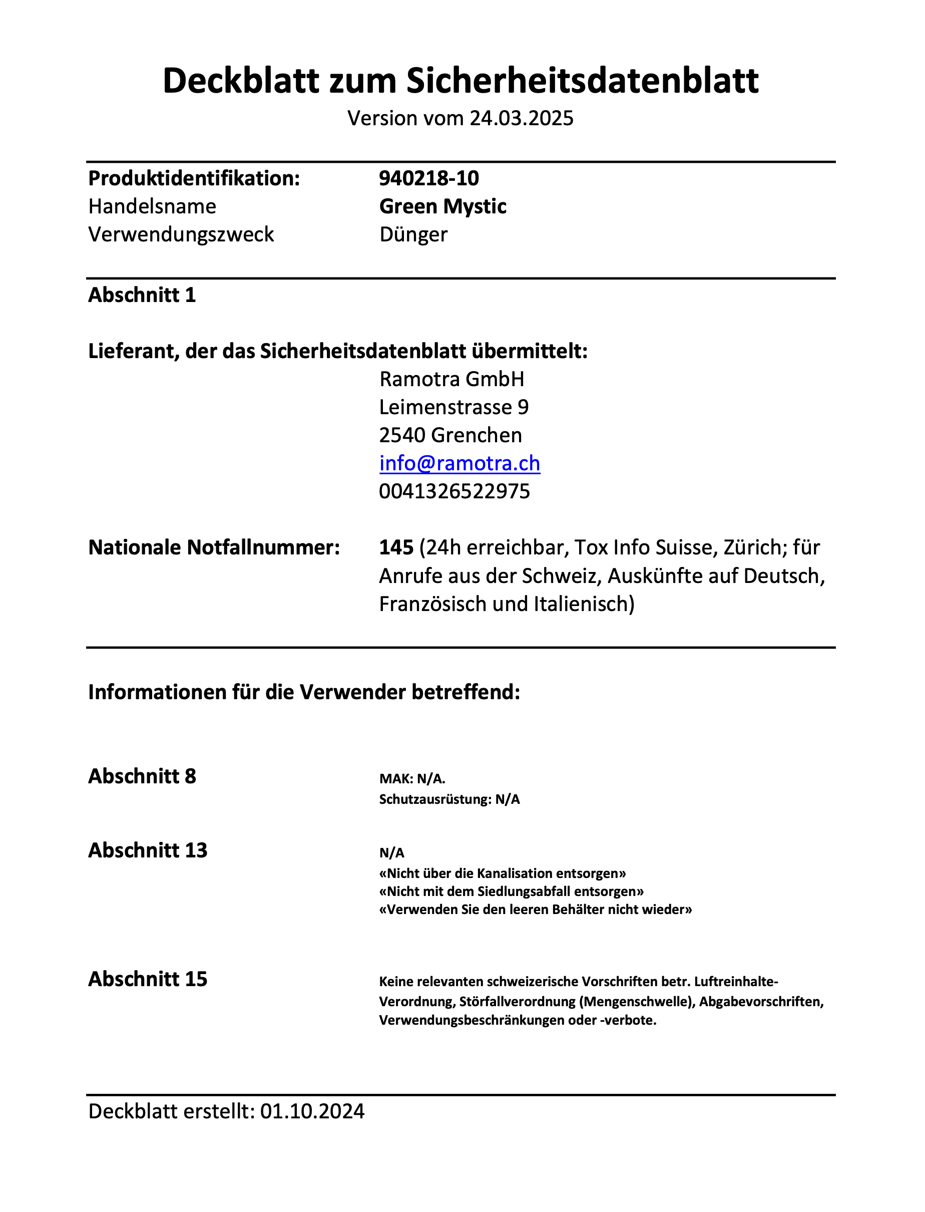 Sicherheitsdatenblatt Juju Royal Green Mystic