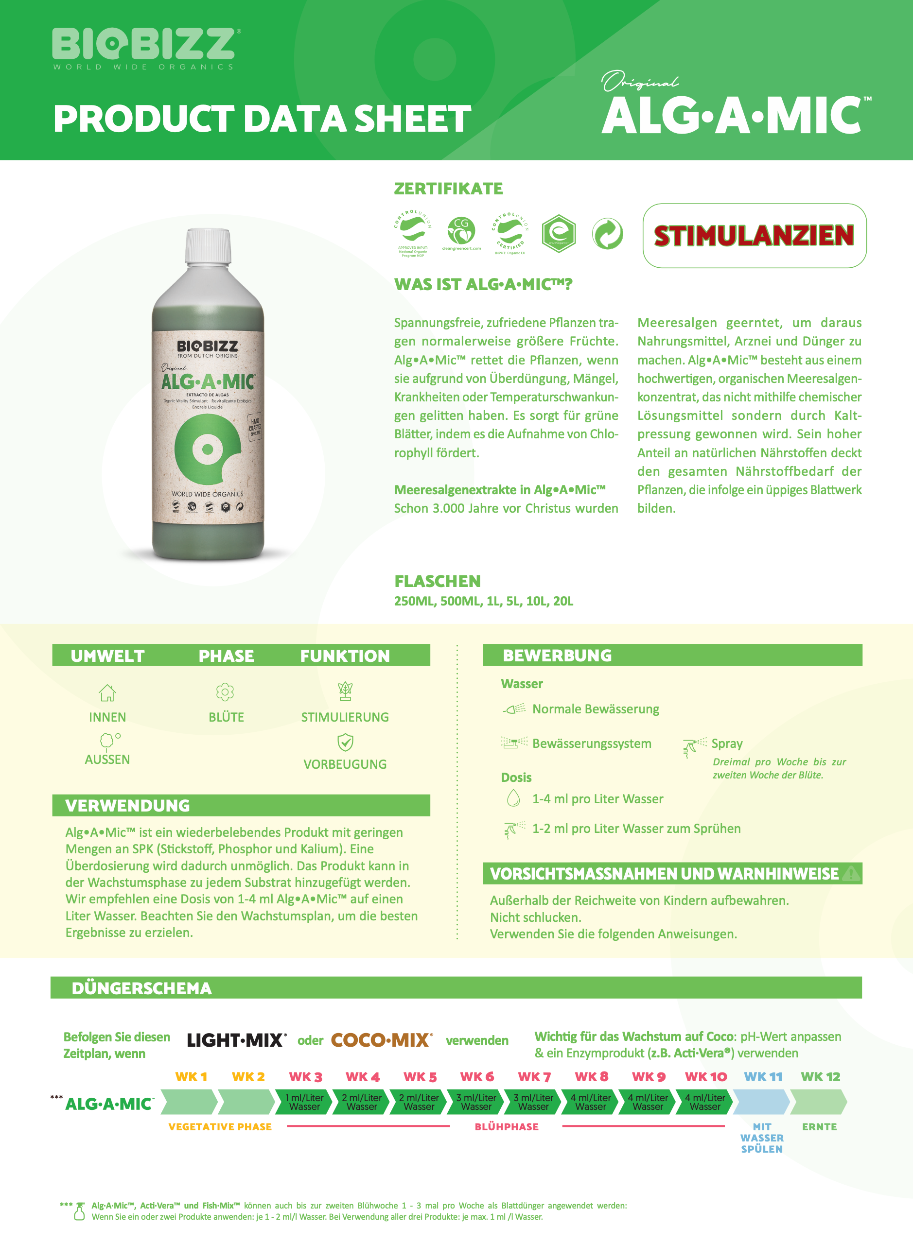 Produktdatenblatt Biobizz Alg a Mic